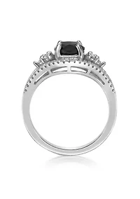 95 ct. t.w. Black Onyx and / White Topaz Ring Sterling Silver