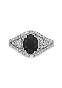 95 ct. t.w. Black Onyx and / White Topaz Ring Sterling Silver