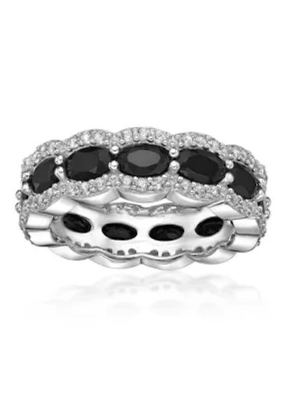 1.43 ct. t.w. Black Onyx and 1 1/5 Lab-Created White Sapphire Ring Sterling Silver