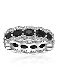 ct. t.w. Black Onyx and 1/ Lab-Created White Sapphire Ring Sterling Silver