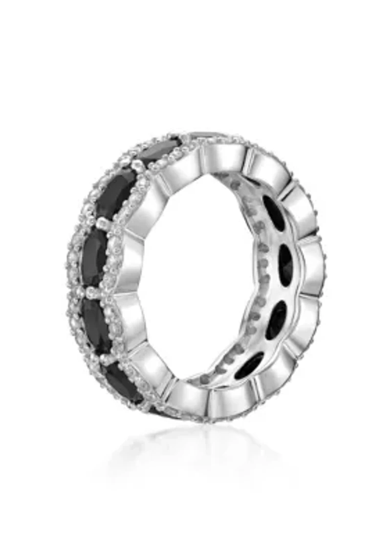 ct. t.w. Black Onyx and 1/ Lab-Created White Sapphire Ring Sterling Silver