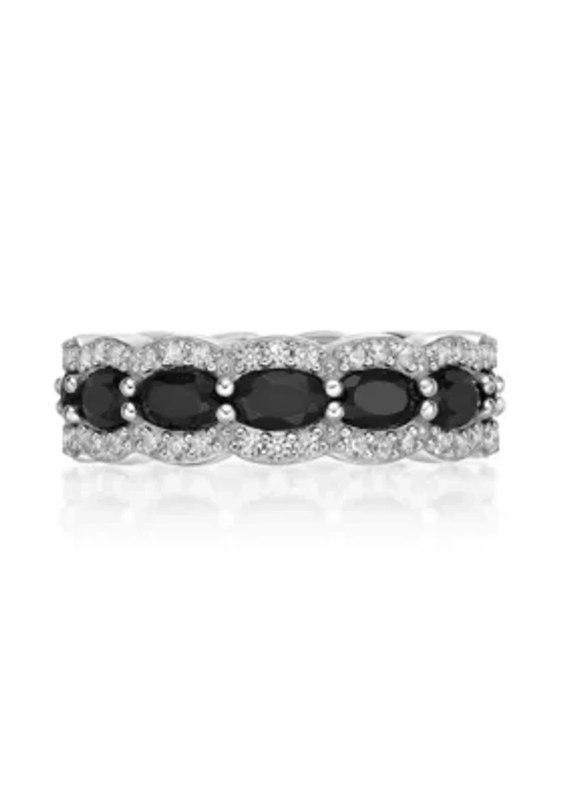ct. t.w. Black Onyx and 1/ Lab-Created White Sapphire Ring Sterling Silver