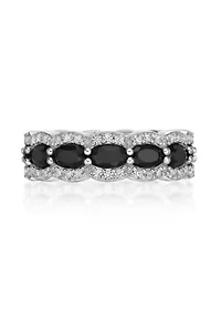 ct. t.w. Black Onyx and 1/ Lab-Created White Sapphire Ring Sterling Silver