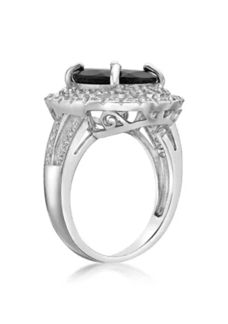 4 ct. t.w. Black Onyx and 1.4 White Topaz Ring Sterling Silver