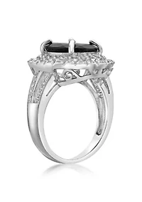 4 ct. t.w. Black Onyx and 1.4 White Topaz Ring Sterling Silver