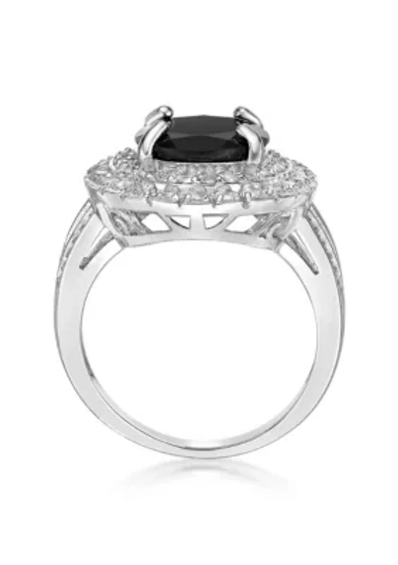 4 ct. t.w. Black Onyx and 1.4 White Topaz Ring Sterling Silver