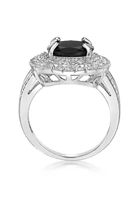 4 ct. t.w. Black Onyx and 1.4 White Topaz Ring Sterling Silver
