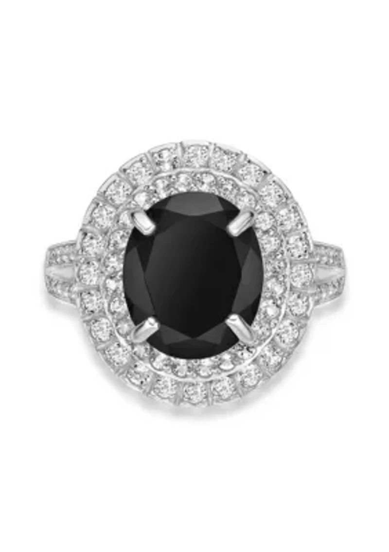 4 ct. t.w. Black Onyx and 1.4 White Topaz Ring Sterling Silver