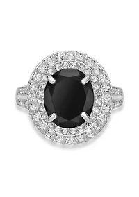 4 ct. t.w. Black Onyx and 1.4 White Topaz Ring Sterling Silver