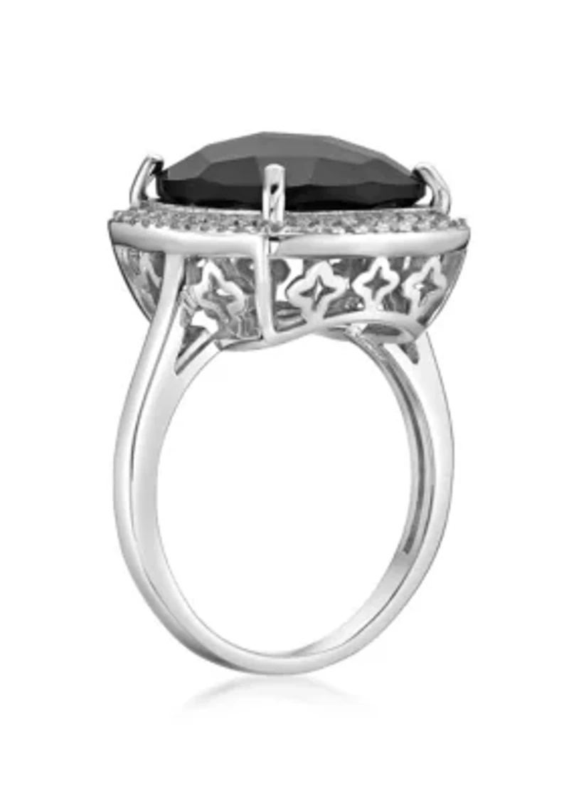 7 ct. t.w. Black Onyx and 1/3 White Topaz Ring Sterling Silver