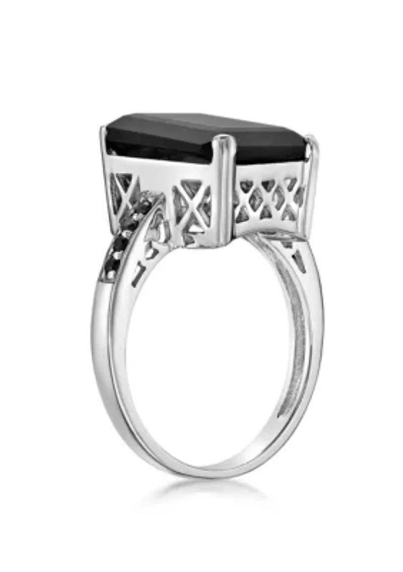 6.25 ct. t.w. Black Onyx and 1/7 Spinel Ring Sterling Silver