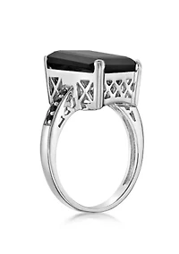 ct. t.w. Black Onyx and 1/ Spinel Ring Sterling Silver