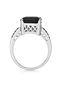 ct. t.w. Black Onyx and 1/ Spinel Ring Sterling Silver