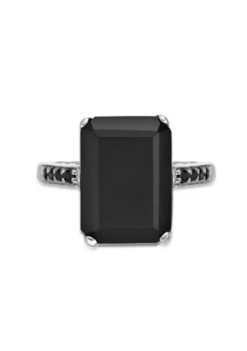6.25 ct. t.w. Black Onyx and 1/7 Spinel Ring Sterling Silver