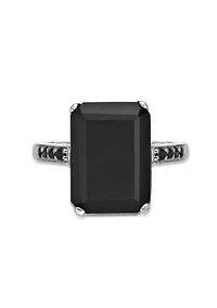 ct. t.w. Black Onyx and 1/ Spinel Ring Sterling Silver