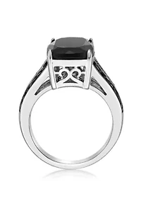 7.5 ct. t.w. Black Onyx and 1/2 Spinel Ring Sterling Silver