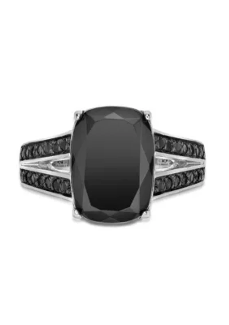 7.5 ct. t.w. Black Onyx and 1/2 Spinel Ring Sterling Silver