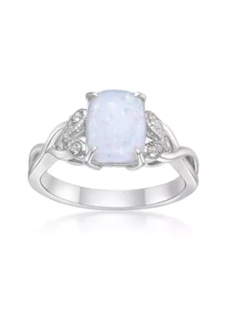 Lab Created 1 ct. t.w. Lab-Created Opal and 0.8 White Sapphire Ring Sterling Silver