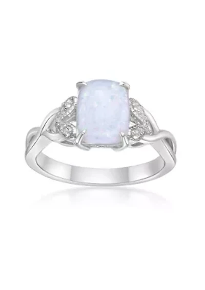 Lab Created 1 ct. t.w. Lab-Created Opal and 0.8 White Sapphire Ring Sterling Silver