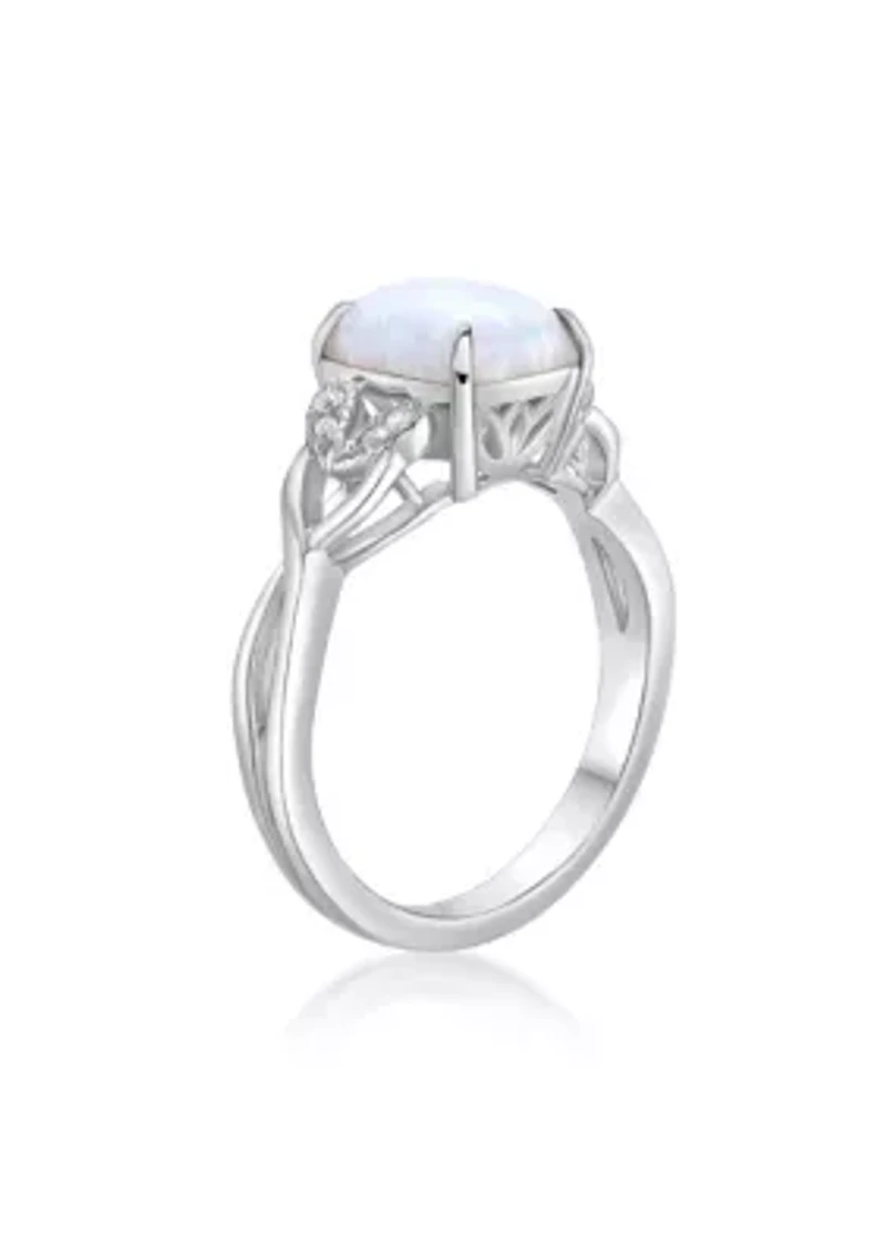 Lab Created 1 ct. t.w. Lab-Created Opal and 0.8 White Sapphire Ring Sterling Silver
