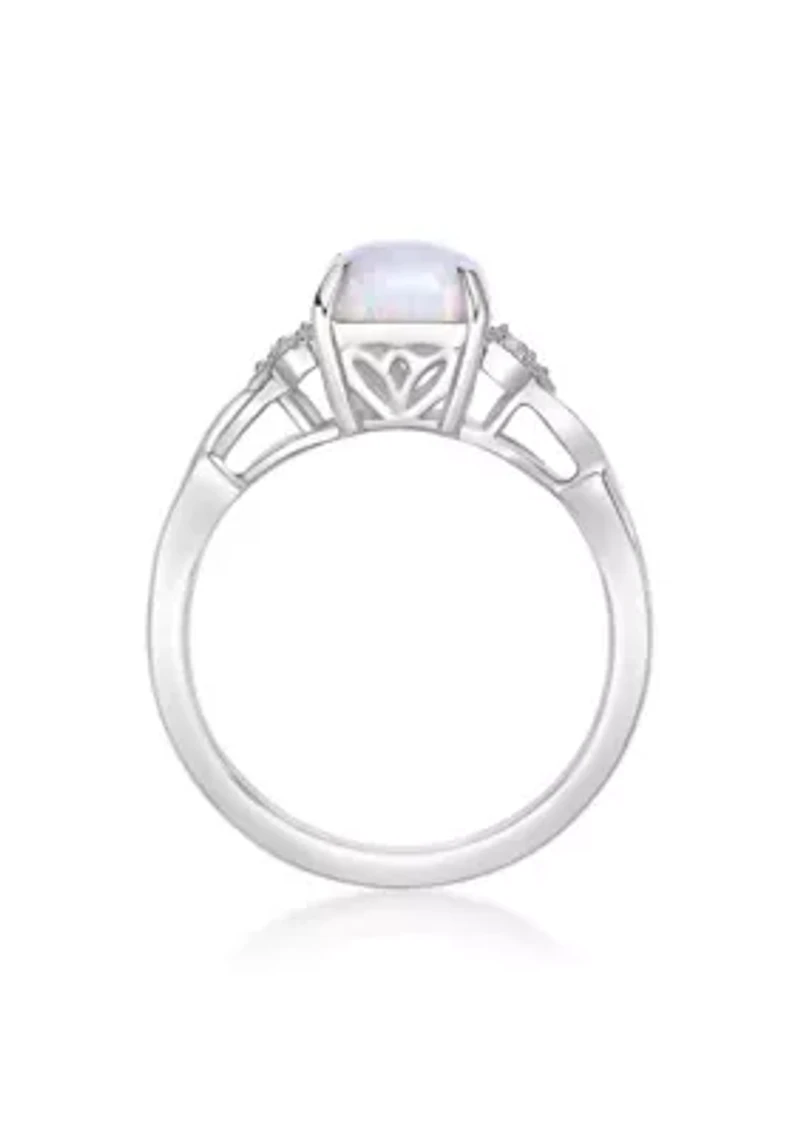 Lab Created 1 ct. t.w. Lab-Created Opal and 0.8 White Sapphire Ring Sterling Silver