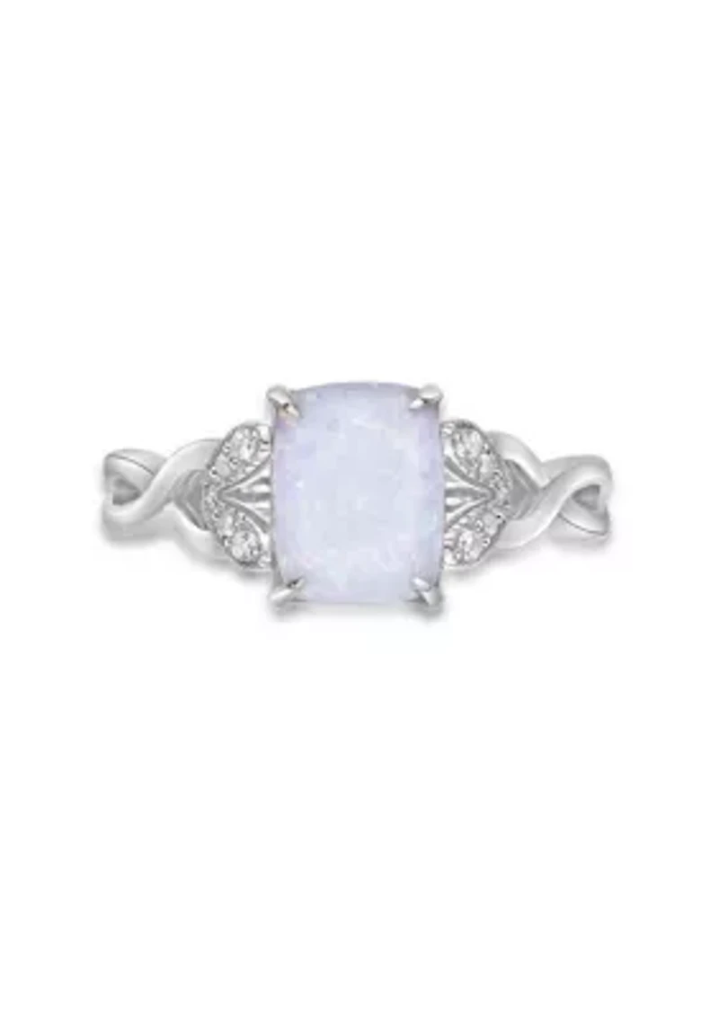 Lab Created 1 ct. t.w. Lab-Created Opal and 0.8 White Sapphire Ring Sterling Silver