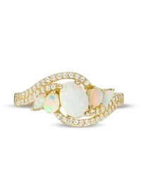 Lab Created 1.46 ct. t.w. Lab-created Opal and 1/3 White Topaz Ring Gold Plated Sterling Silver