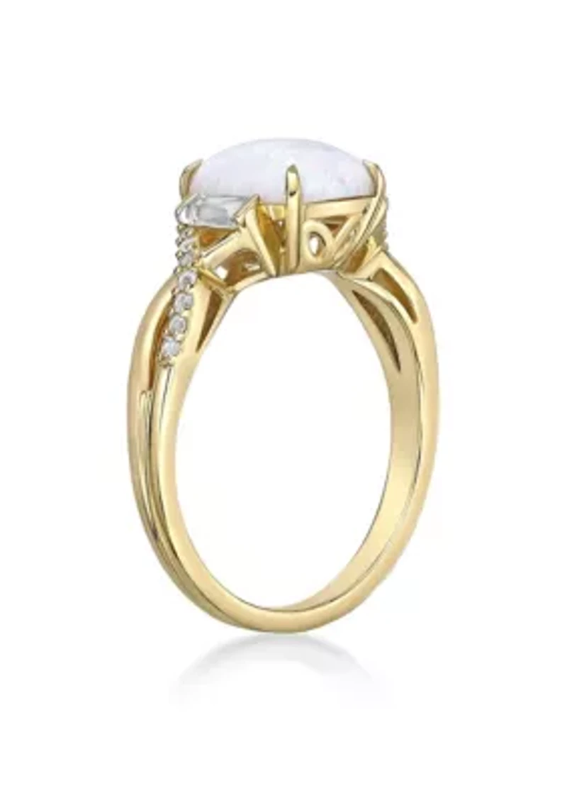 Lab Created 1.14 ct. t.w. Lab-Created Opal and 3/8 White Sapphire Ring Gold Plated Sterling Silver