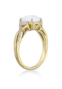 Lab Created 1.14 ct. t.w. Lab-Created Opal and 3/8 White Sapphire Ring Gold Plated Sterling Silver