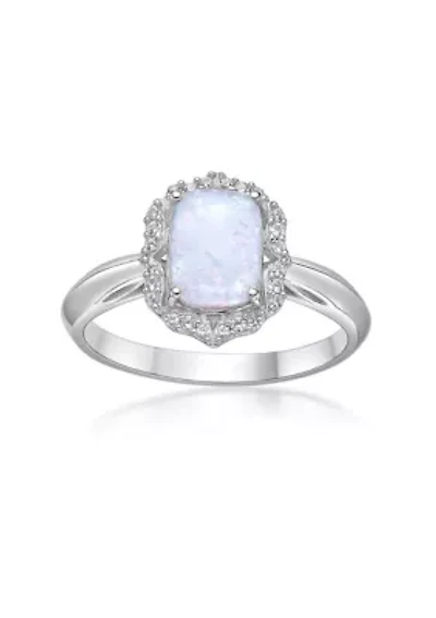 Lab Created 1 ct. t.w. Lab-Created Opal and 1/4 White Sapphire Ring Sterling Silver