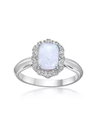 Lab Created 1 ct. t.w. Lab-Created Opal and 1/4 White Sapphire Ring Sterling Silver