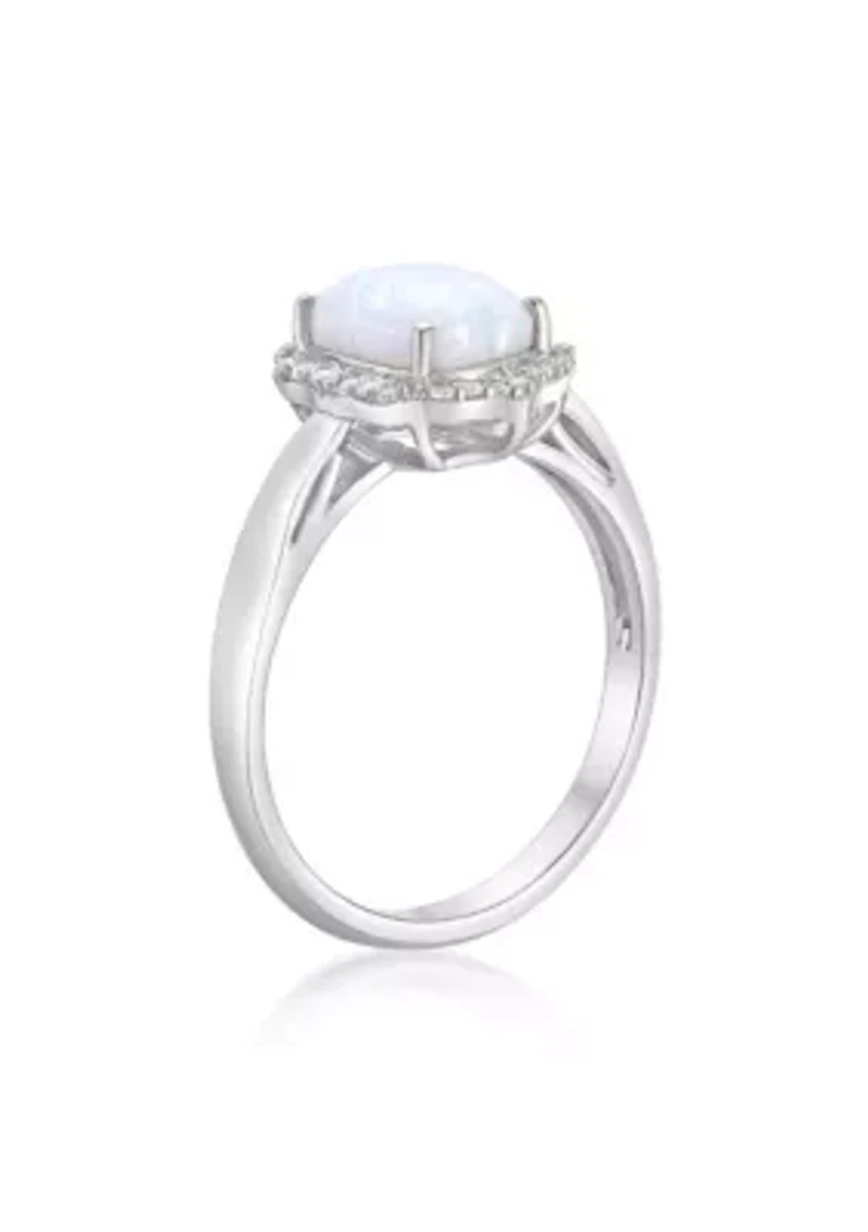 Lab Created 1 ct. t.w. Lab-Created Opal and 1/4 White Sapphire Ring Sterling Silver