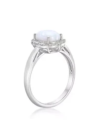 Lab Created 1 ct. t.w. Lab-Created Opal and 1/4 White Sapphire Ring Sterling Silver