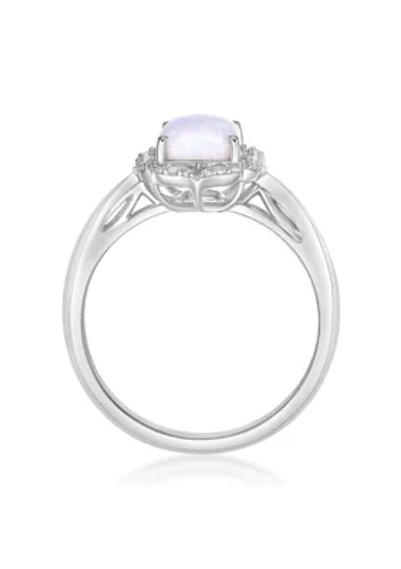 Lab Created 1 ct. t.w. Lab-Created Opal and 1/4 White Sapphire Ring Sterling Silver