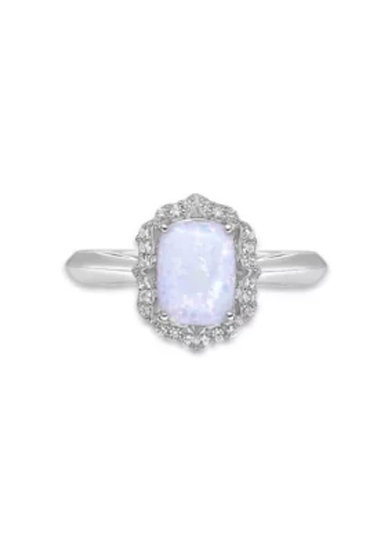 Lab Created 1 ct. t.w. Lab-Created Opal and 1/4 White Sapphire Ring Sterling Silver