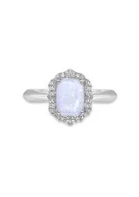 Lab Created 1 ct. t.w. Lab-Created Opal and 1/4 White Sapphire Ring Sterling Silver