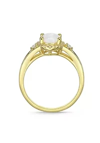 Lab Created 0.85 ct. t.w. Lab-Created Opal and 1/6 White Sapphire Ring Gold Plated Sterling Silver