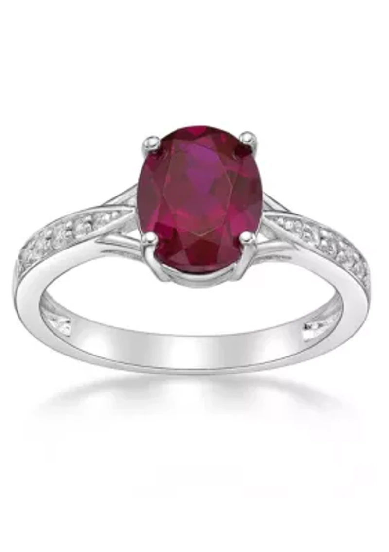 Lab Created 2.2 ct. t.w. Lab-created Ruby and White Sapphire Accent Ring Sterling Silver