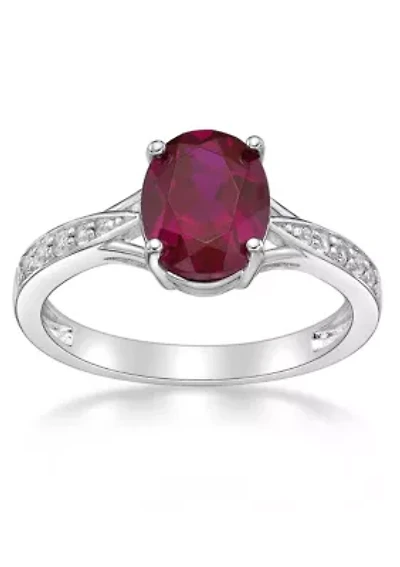 Lab Created 2.2 ct. t.w. Lab-created Ruby and White Sapphire Accent Ring Sterling Silver