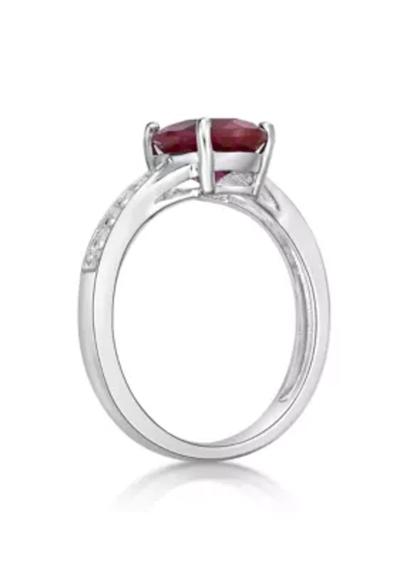 Lab Created 2.2 ct. t.w. Lab-created Ruby and White Sapphire Accent Ring Sterling Silver