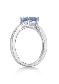 Lab Created 1.75 ct. t.w. Lab-created Aquamarine and White Sapphire Accent Ring Sterling Silver