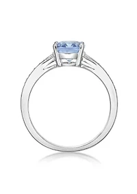 Lab Created 1.75 ct. t.w. Lab-created Aquamarine and White Sapphire Accent Ring Sterling Silver