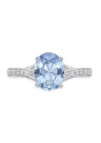Lab Created 1.75 ct. t.w. Lab-created Aquamarine and White Sapphire Accent Ring Sterling Silver