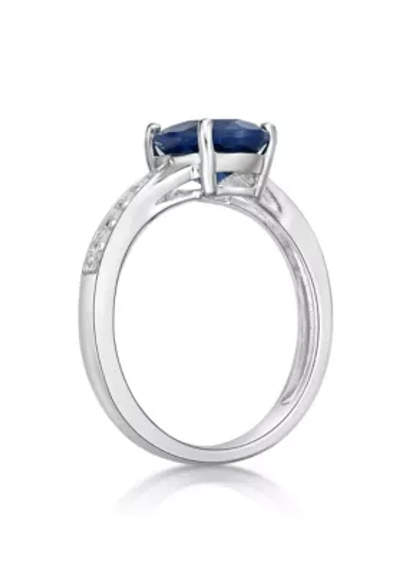 Lab Created 2.2 ct. t.w. Lab-created Sapphire and White Accent Ring Sterling Silver