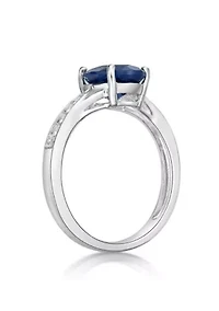 Lab Created 2.2 ct. t.w. Lab-created Sapphire and White Accent Ring Sterling Silver