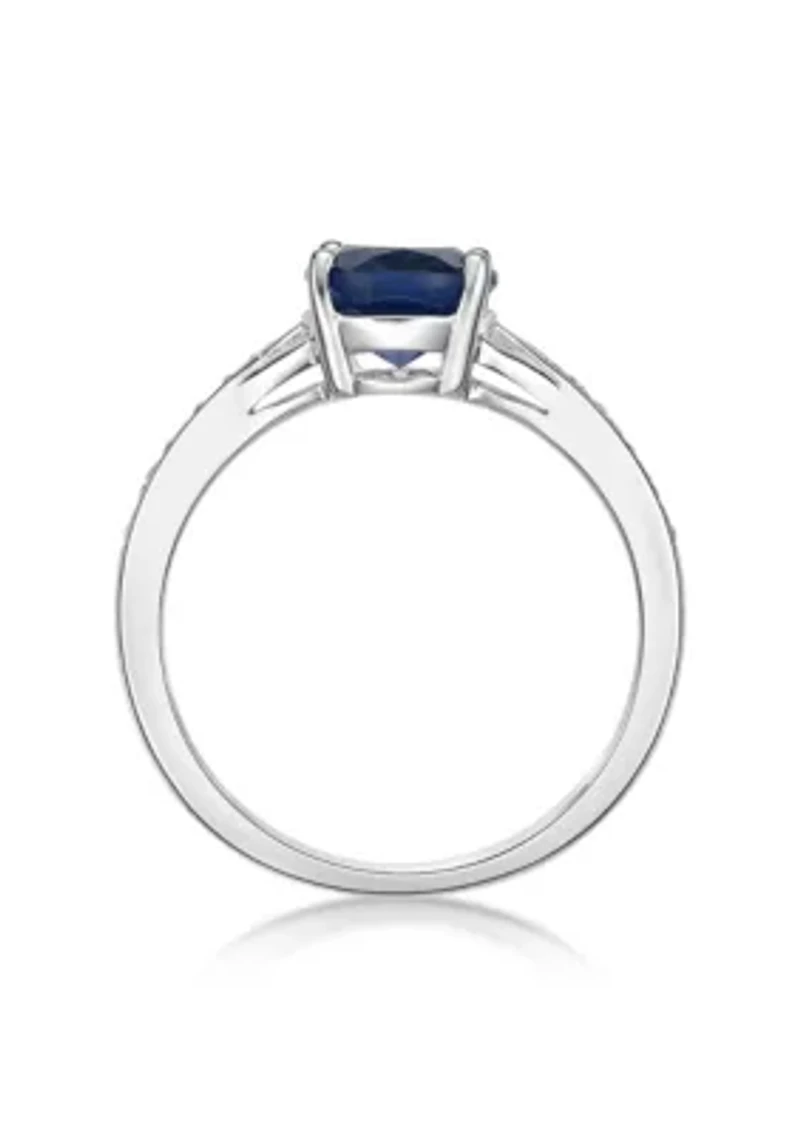 Lab Created 2.2 ct. t.w. Lab-created Sapphire and White Accent Ring Sterling Silver