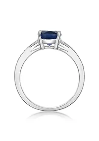 Lab Created 2.2 ct. t.w. Lab-created Sapphire and White Accent Ring Sterling Silver