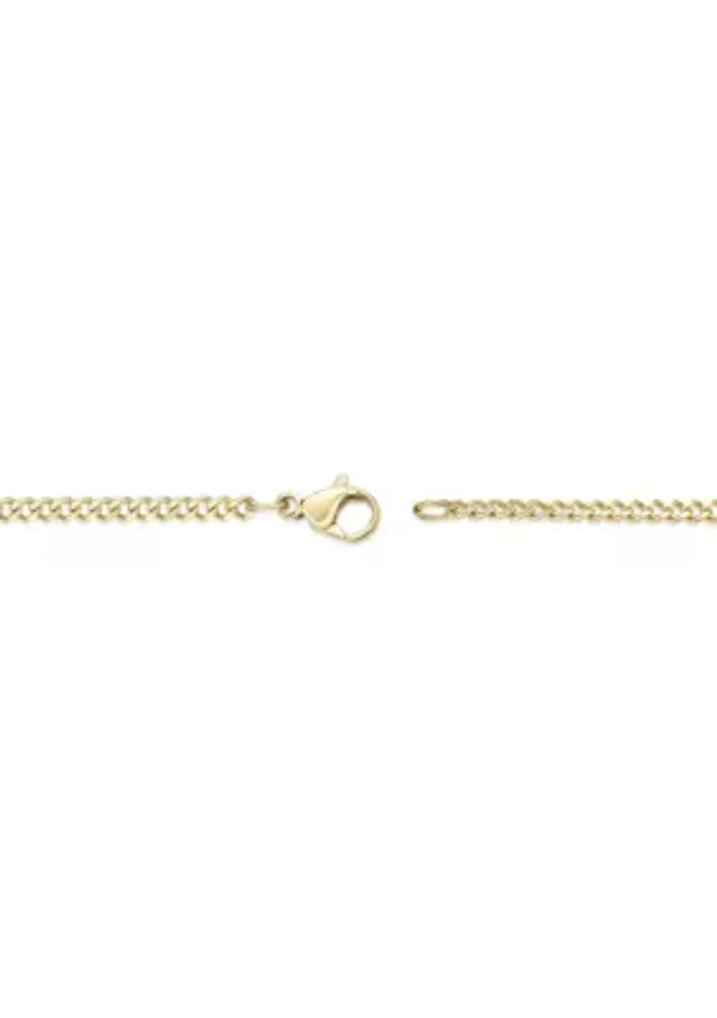 Stainless Steel 2MM Curb Chain Necklace with Goldtone Ion Plating, 20" Length