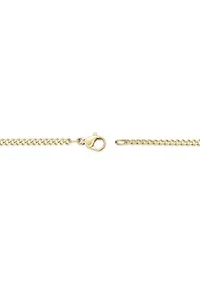 Stainless Steel 2MM Curb Chain Necklace with Goldtone Ion Plating, 20" Length