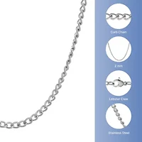 2mm Curb Chain Necklace Stainless Steel
